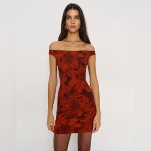 Reformation Lia Knit Red Floral Dress